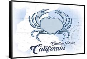 Catalina Island, California - Crab - Blue - Coastal Icon-Lantern Press-Framed Stretched Canvas