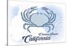 Catalina Island, California - Crab - Blue - Coastal Icon-Lantern Press-Stretched Canvas