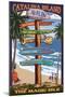 Catalina Island, California - Destination Sign #2-Lantern Press-Mounted Art Print