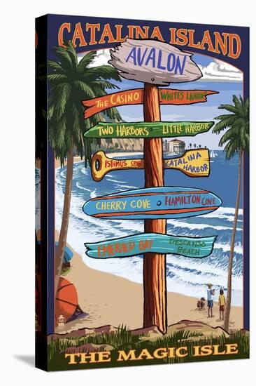 Catalina Island, California - Destination Sign #2-Lantern Press-Stretched Canvas