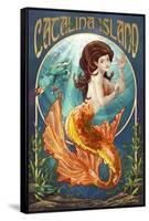 Catalina Island, California - Mermaid-Lantern Press-Framed Stretched Canvas