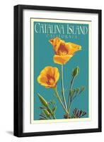 Catalina Island, California - Poppy - Letterpress-Lantern Press-Framed Art Print