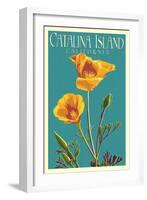 Catalina Island, California - Poppy - Letterpress-Lantern Press-Framed Art Print