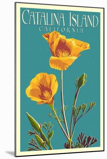 Catalina Island, California - Poppy - Letterpress-Lantern Press-Mounted Art Print