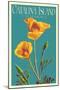 Catalina Island, California - Poppy - Letterpress-Lantern Press-Mounted Art Print