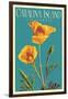 Catalina Island, California - Poppy - Letterpress-Lantern Press-Framed Art Print