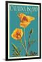 Catalina Island, California - Poppy - Letterpress-Lantern Press-Framed Art Print