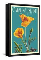 Catalina Island, California - Poppy - Letterpress-Lantern Press-Framed Stretched Canvas