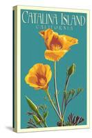 Catalina Island, California - Poppy - Letterpress-Lantern Press-Stretched Canvas