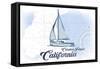 Catalina Island, California - Sailboat - Blue - Coastal Icon-Lantern Press-Framed Stretched Canvas