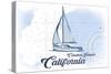 Catalina Island, California - Sailboat - Blue - Coastal Icon-Lantern Press-Stretched Canvas