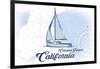 Catalina Island, California - Sailboat - Blue - Coastal Icon-Lantern Press-Framed Art Print