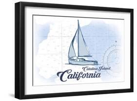 Catalina Island, California - Sailboat - Blue - Coastal Icon-Lantern Press-Framed Art Print