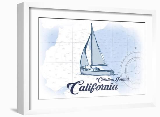 Catalina Island, California - Sailboat - Blue - Coastal Icon-Lantern Press-Framed Art Print