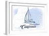 Catalina Island, California - Sailboat - Blue - Coastal Icon-Lantern Press-Framed Art Print