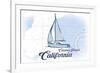 Catalina Island, California - Sailboat - Blue - Coastal Icon-Lantern Press-Framed Art Print