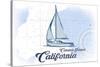 Catalina Island, California - Sailboat - Blue - Coastal Icon-Lantern Press-Stretched Canvas