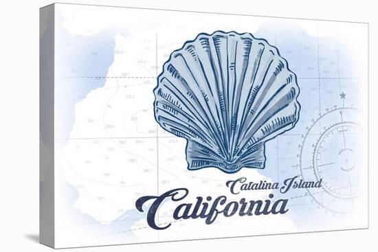 Catalina Island, California - Scallop Shell - Blue - Coastal Icon-Lantern Press-Stretched Canvas