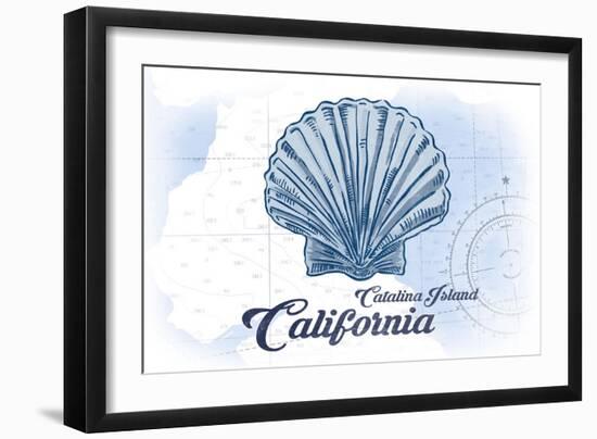 Catalina Island, California - Scallop Shell - Blue - Coastal Icon-Lantern Press-Framed Art Print