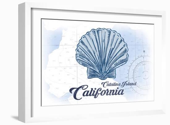 Catalina Island, California - Scallop Shell - Blue - Coastal Icon-Lantern Press-Framed Art Print