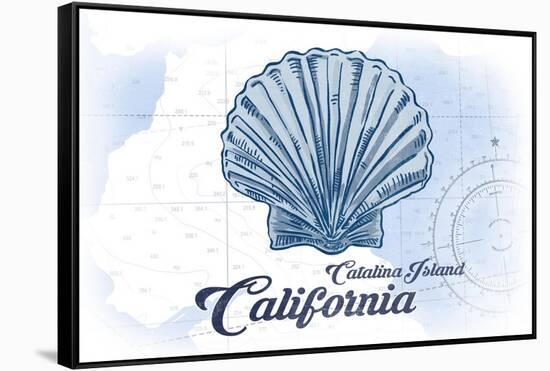 Catalina Island, California - Scallop Shell - Blue - Coastal Icon-Lantern Press-Framed Stretched Canvas