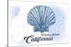 Catalina Island, California - Scallop Shell - Blue - Coastal Icon-Lantern Press-Stretched Canvas