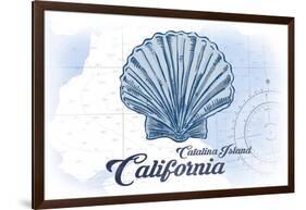 Catalina Island, California - Scallop Shell - Blue - Coastal Icon-Lantern Press-Framed Art Print