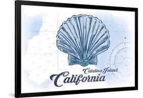 Catalina Island, California - Scallop Shell - Blue - Coastal Icon-Lantern Press-Framed Art Print