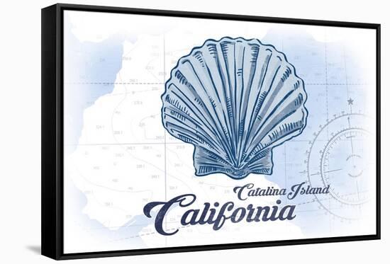 Catalina Island, California - Scallop Shell - Blue - Coastal Icon-Lantern Press-Framed Stretched Canvas