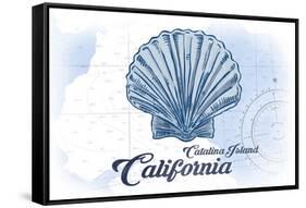 Catalina Island, California - Scallop Shell - Blue - Coastal Icon-Lantern Press-Framed Stretched Canvas