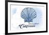 Catalina Island, California - Scallop Shell - Blue - Coastal Icon-Lantern Press-Framed Art Print