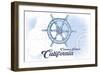 Catalina Island, California - Ship Wheel - Blue - Coastal Icon-Lantern Press-Framed Art Print