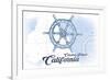 Catalina Island, California - Ship Wheel - Blue - Coastal Icon-Lantern Press-Framed Art Print