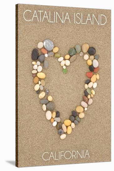 Catalina Island, California - Stone Heart on Sand-Lantern Press-Stretched Canvas