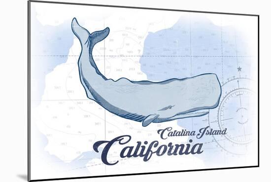 Catalina Island, California - Whale - Blue - Coastal Icon-Lantern Press-Mounted Art Print