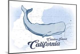 Catalina Island, California - Whale - Blue - Coastal Icon-Lantern Press-Mounted Art Print
