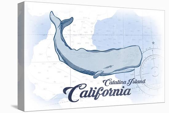 Catalina Island, California - Whale - Blue - Coastal Icon-Lantern Press-Stretched Canvas