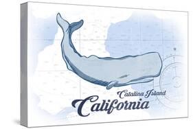 Catalina Island, California - Whale - Blue - Coastal Icon-Lantern Press-Stretched Canvas