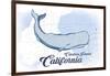 Catalina Island, California - Whale - Blue - Coastal Icon-Lantern Press-Framed Art Print