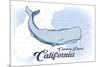 Catalina Island, California - Whale - Blue - Coastal Icon-Lantern Press-Mounted Premium Giclee Print