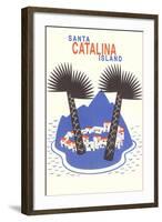 Catalina Island with Big Palm Trees-null-Framed Art Print