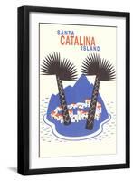 Catalina Island with Big Palm Trees-null-Framed Art Print