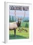 Cataloochee Valley, North Carolina - Elk Herd-Lantern Press-Framed Art Print