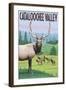 Cataloochee Valley, North Carolina - Elk Herd-Lantern Press-Framed Art Print