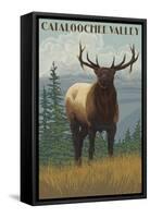 Cataloochee Valley, North Carolina - Elk Scene-Lantern Press-Framed Stretched Canvas