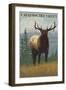 Cataloochee Valley, North Carolina - Elk Scene-Lantern Press-Framed Art Print