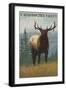 Cataloochee Valley, North Carolina - Elk Scene-Lantern Press-Framed Art Print