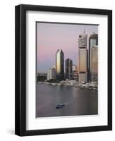 Catamaran Ferry on Brisbane River and City Centre, Brisbane, Queensland, Australia, Pacific-Nick Servian-Framed Photographic Print