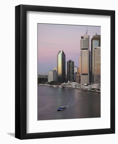 Catamaran Ferry on Brisbane River and City Centre, Brisbane, Queensland, Australia, Pacific-Nick Servian-Framed Photographic Print