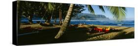 Catamaran on the Beach, Hanalei Bay, Kauai, Hawaii, USA-null-Stretched Canvas